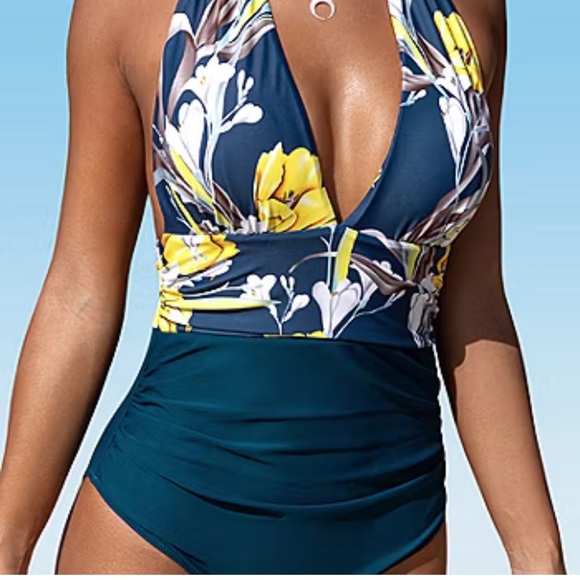 swimwear Other - One Piece MULTI Bold Floral Halter Women’s Swimsuit NWT L